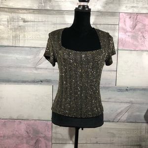 Black Silver and Gold Sparkle Top